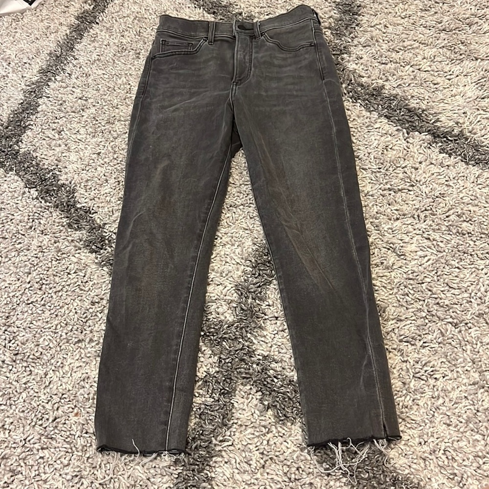 grey high rise skinny jeans